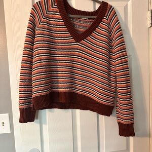 Madewell Multicolor Striped V-Neck Sweater